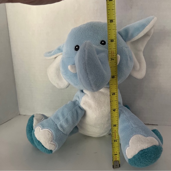 BABIES TOY R US 2013 BABY Light BLUE ELEPHANT STUFFED ANIMAL PLUSH Rattle 14” L - Picture 8 of 9